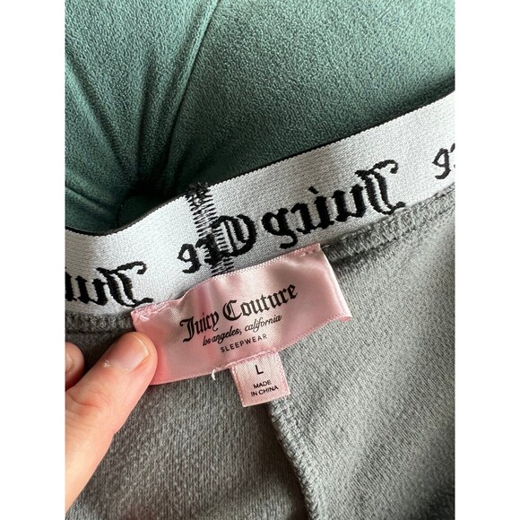 Juicy Couture Y2k Velvet Velour Drawstring Shorts Lounge Gray Large L - Picture 3 of 4